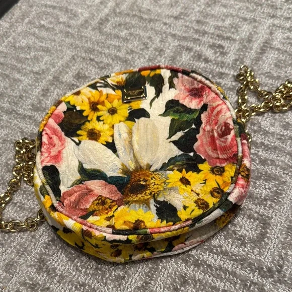 Dolce & Gabbana (D&G) Floral Round Crossbody Bag with Chain Strap - Picture 1 of 7
